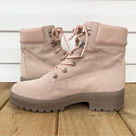 Timberland Carnaby Cool Suede Leather Lace Up Chunky Boots Light Pink Womens 10 - Picture 6 of 9